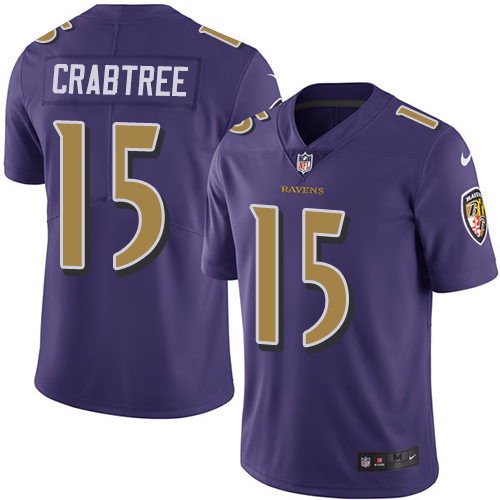 Nike Ravens #15 Michael Crabtree Purple Men's Stitched NFL Limited Rush Jersey
